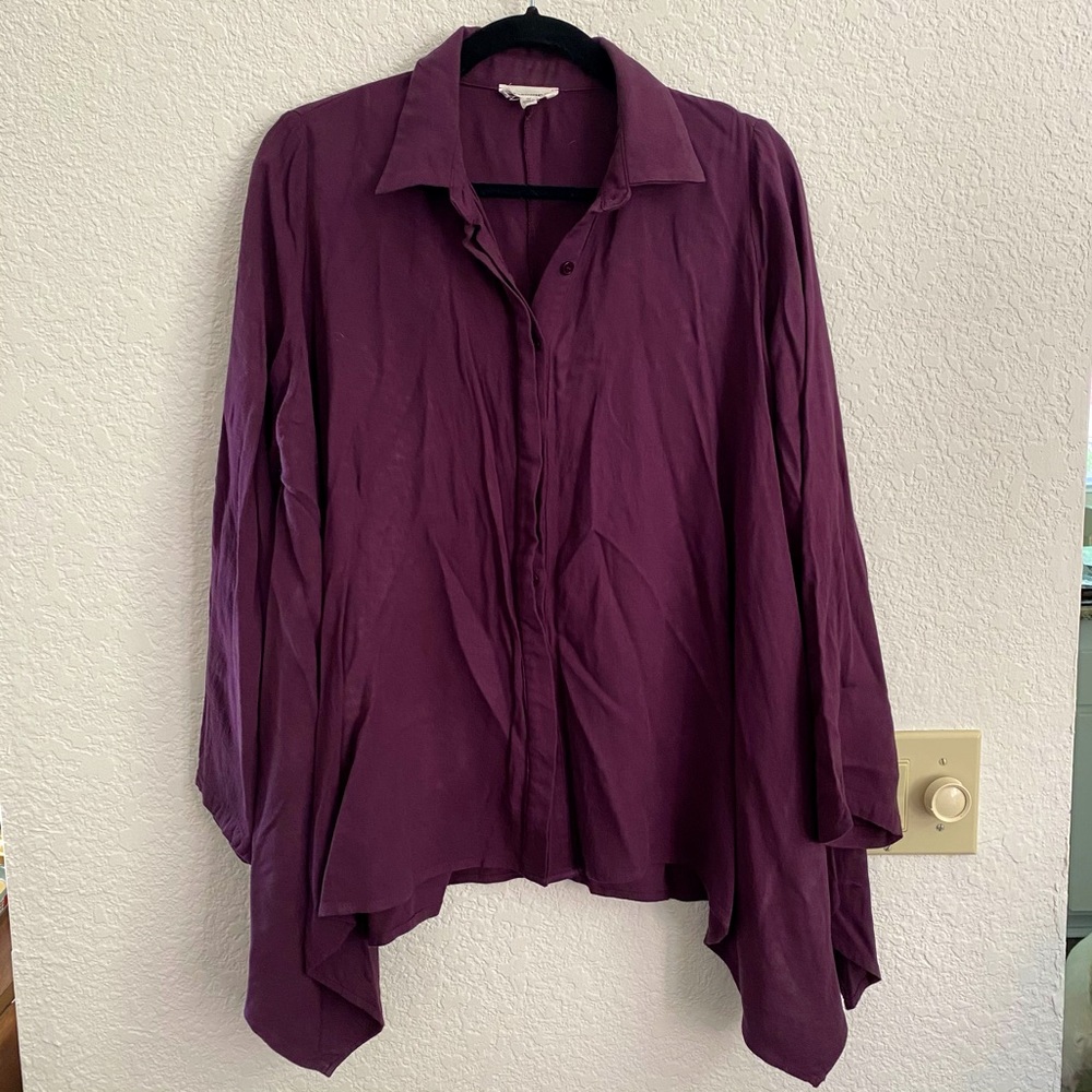 EE:Some Purple Long Sleeve Button Down Top